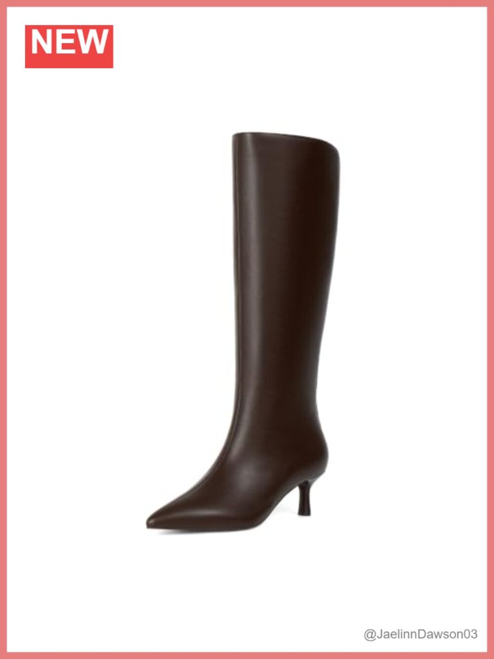 Womens Knee High Boots Pointed Toe Faux Leather Side Zipper Kitten Heel
